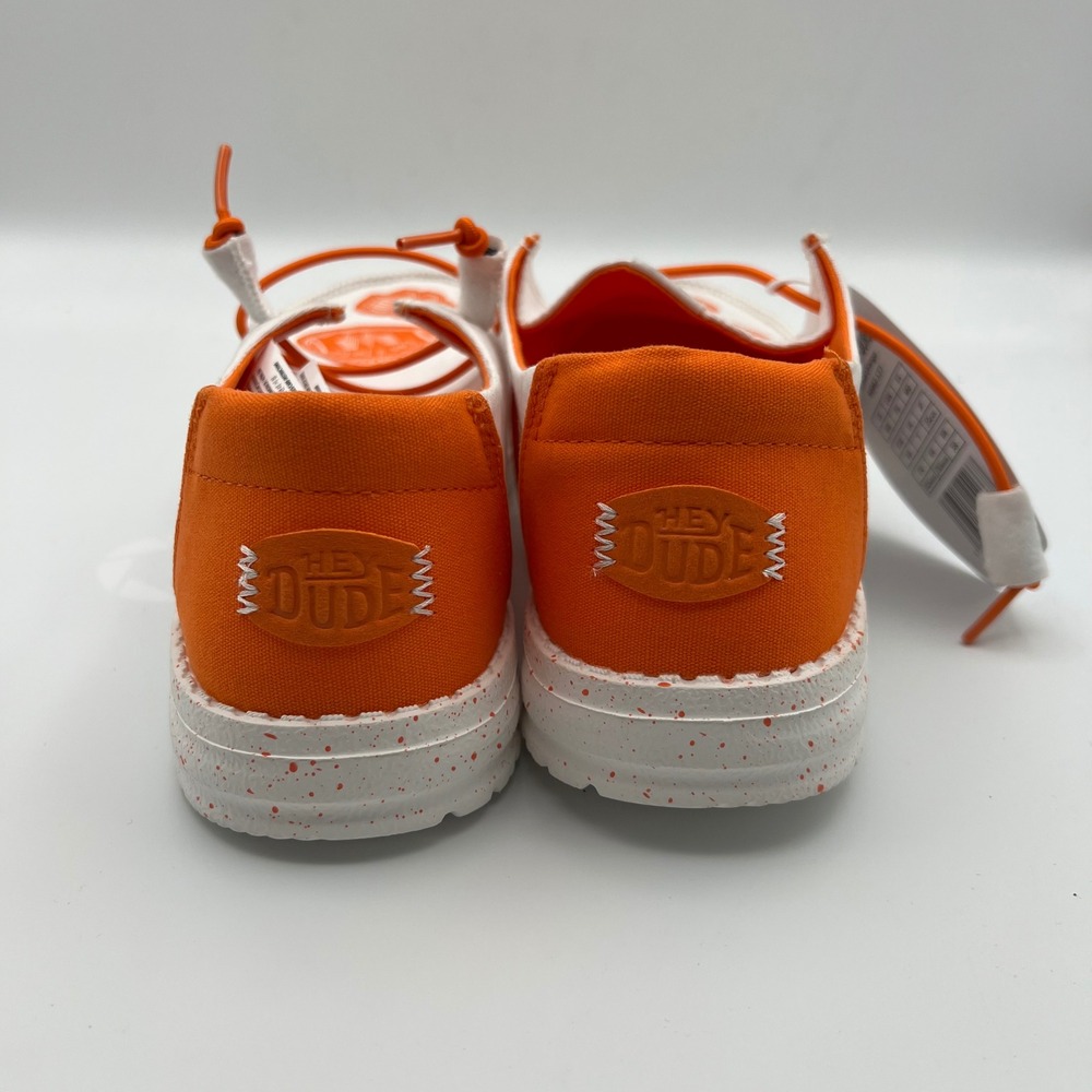 Hey Dude Wendy Whataburger Shoes Womens 9 White Orange Canvas‎ Slip On Loafers - Picture 9 of 11